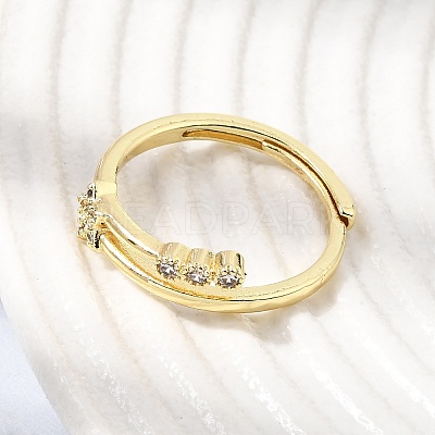 Brass Micro Pave Clear Cubic Zirconia Finger Rings for Women CU-CBAE7DF-12G-03-1