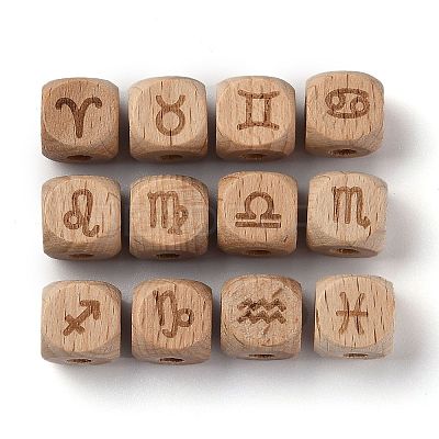 Natural Wood Constellation Beads WOOD-M002-10-1