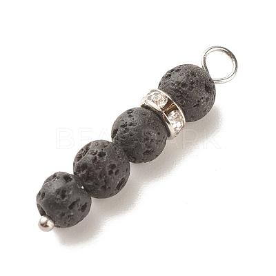 Round Natural Lava Rock Pendants PALLOY-JF01515-1