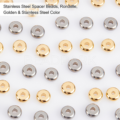200Pcs 2 Colors 304 Stainless Steel Spacer Beads STAS-DC0005-66-1