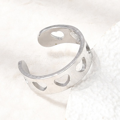 304 Stainless Steel Cuff Open Rings for Women SA-CBA82C8-20P-1