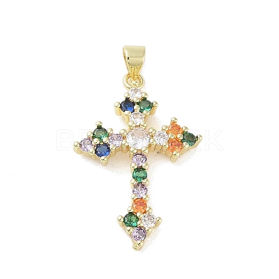 Golden Brass with Random Color Glass Pendants KK-A209-05B-G-1