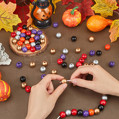 240Pcs 6 Styles Natural Wood Beads Strands WOOD-SP0001-03C-1