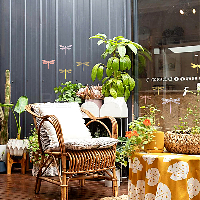 12Sets 6 Style PVC 3D Imitation Hollow Out Dragonfly Wall Stickers DIY-CF0001-04-1