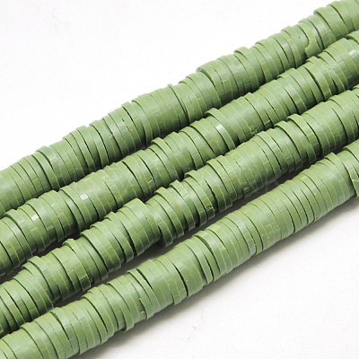 Flat Round Handmade Polymer Clay Beads CLAY-R067-6.0mm-43-1