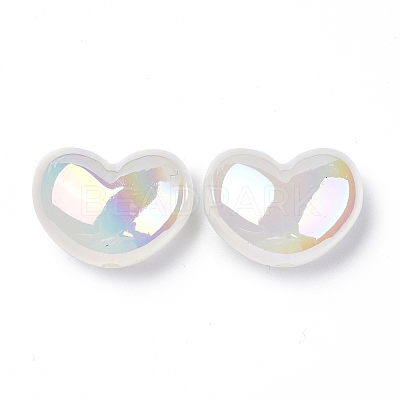 UV Plating Rainbow Iridescent Acrylic Beads X-OACR-H015-02-1