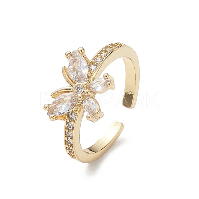 Butterfly Clear Cubic Zirconia Cuff Ring RJEW-M146-11G-1