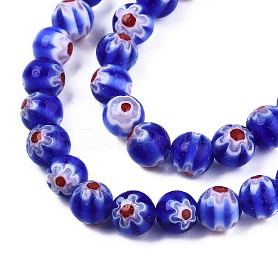 Round Millefiori Glass Beads Strands LK-P001-33-1
