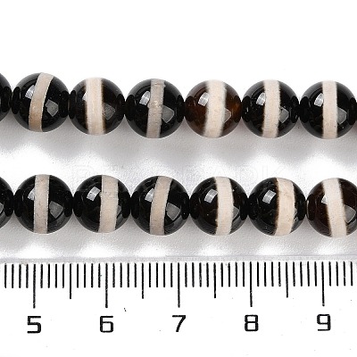 Natural Tibetan Striped Pattern dZi Agate Beads Strands G-B084-A04-02-1