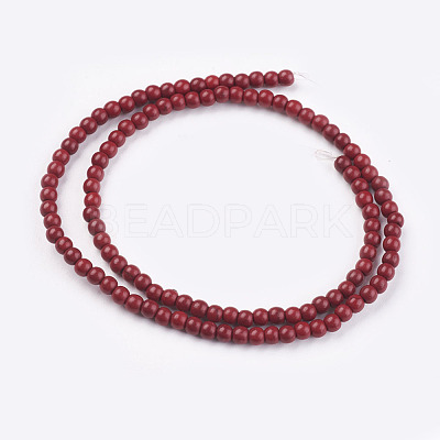 1 Strand Dyed Crimson Round Synthetic Turquoise Beads Strands X-TURQ-G106-4mm-02H-1