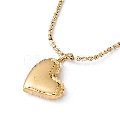 Heart Pendant Necklace with Twist Rope Chains NJEW-G074-45G-1