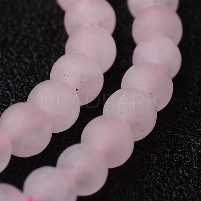 Frosted Round Natural Rose Quartz Bead Strands G-J346-06-4mm-1