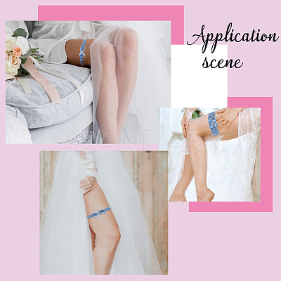 2Pcs Polyester Bride Bowknot Garter Leg Ring for Women AJEW-HY0003-37-1