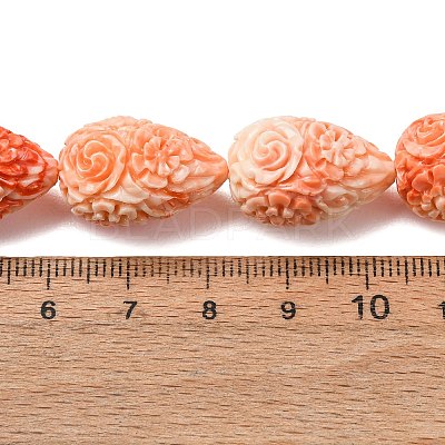 Synthetic Coral Dyed Carved Beads Strands SH-CBAE713-01A-1