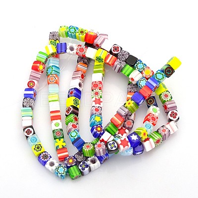 Handmade Millefiori Glass Bead Strands LAMP-J032-6x6mm-M-1