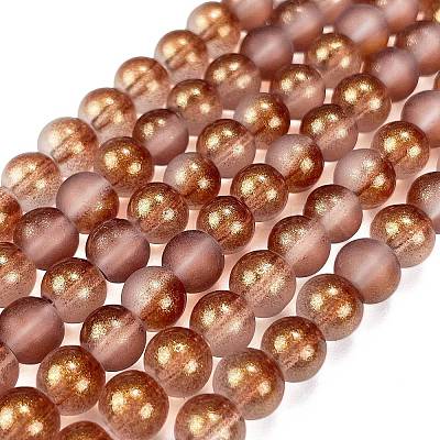 Frosted Transparent Glass Bead Strands GLAA-P065-6mm-13-1