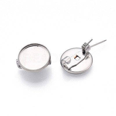 304 Stainless Steel Brooch Cabochon Settings STAS-E547-08A-P-1
