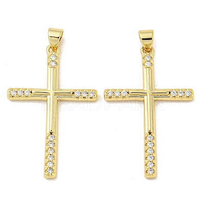 Rack Plating Brass Micro Pave Cubic Zirconia Pendants KK-F869-07G-1