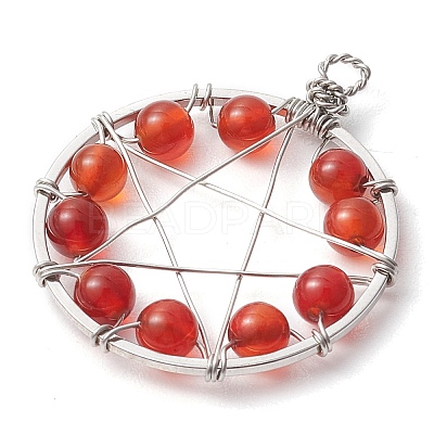 Copper Wire Wrapped Natural Gemstone Beaded Pendants PALLOY-JF02804-1