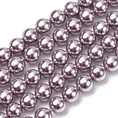 Electroplated Shell Pearl Beads Strands BSHE-G041-6mm-02-1
