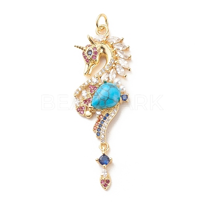 Brass Micro Pave Cubic Zirconia Pendants ZIRC-P099-15G-1