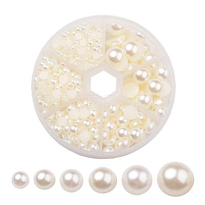 1Box ABS Plastic Imitation Pearl Dome Cabochons SACR-X0002-24-B-1