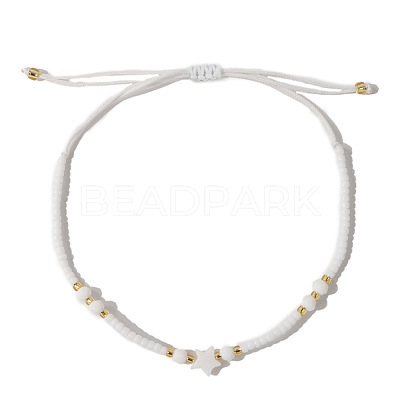 Adjustable Glass Seed Beads Braided Bead Bracelets IF7120-4-1