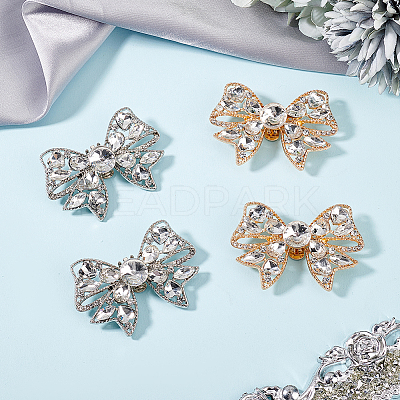4Pcs 2 Colors Bowknot Alloy Rhinestone Shoe Decoration FIND-GO0002-34-1