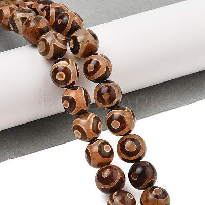 Natural Tibetan 3-Eye dZi Agate Beads Strands G-A240-A03-02-1