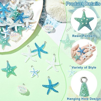 30Pcs 5 Styles Opaque Resin Pendants RESI-CJ0004-91-1