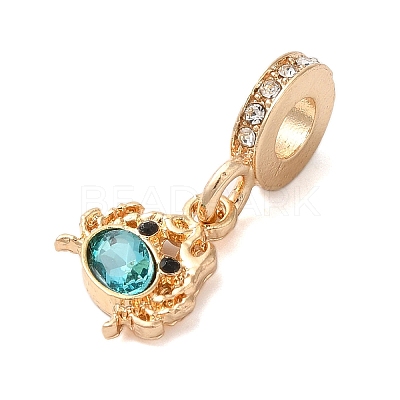 Rack Plating Alloy Rhinestone European Dangle Charms PALLOY-S189-38G-02-1