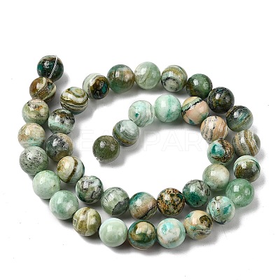Natural Green Line Jasper Beads Strands X-G-L639-A01-10mm-1