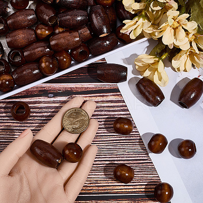 160Pcs 2 Styles Wood Beads WOOD-PA0001-31-1