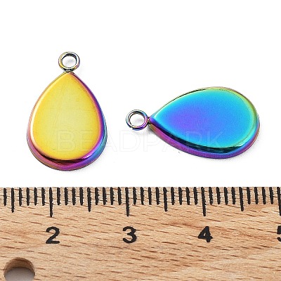 Ion Plating(IP) 304 Stainless Steel Pendant Cabochon Settings STAS-WH0055-01RC-1