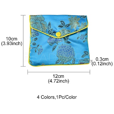 Rectangle Floral Embroidery Cloth Zipper Pouches ABAG-YW0001-03C-1