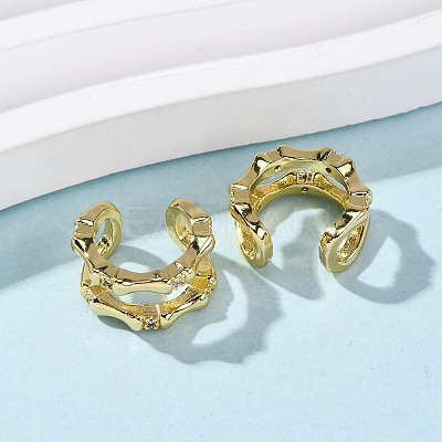 Brass Micro Pave Clear Cubic Zirconia Two-layer C-Shaped Cuff Earrings EJEW-D328-05G-01-1