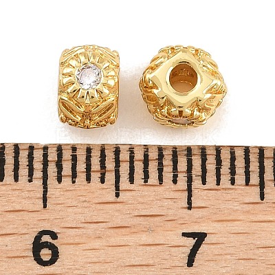 Brass Micro Pave Clear Cubic Zirconia Beads KK-CBA78C7-06G-1