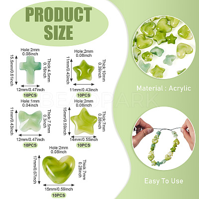 50Pcs 5 Styles Acrylic Beads OACR-TA0003-65-1