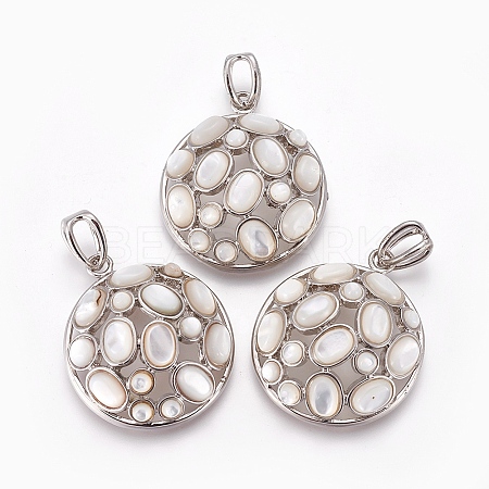 Natural White Shell Mother of Pearl Shell Pendants SHEL-XCP0001-13-1