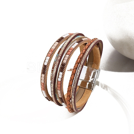 Bohemia PU Leather Cord Multi-strand Bracelets PW-WG69AB3-03-1