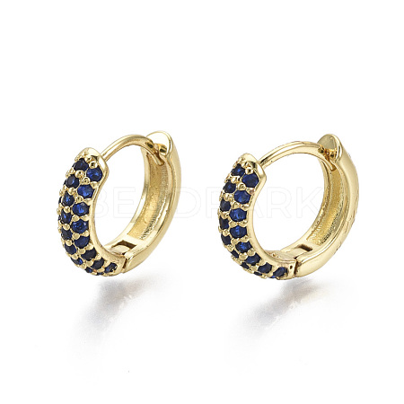 Brass Micro Pave Cubic Zirconia Huggie Hoop Earrings EJEW-R144-004B-NF-1