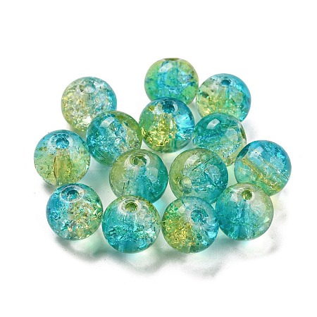 Transparent Spray Painting Crackle Glass Beads GLAA-L046-01B-27-1