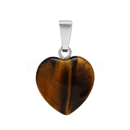 Natural Tiger Eye Charms HEAR-PW0001-057-15-1