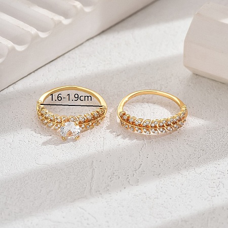 Elegant Copper Ring with 18K Gold Plating and Diamond Inlay YE9619-3-1