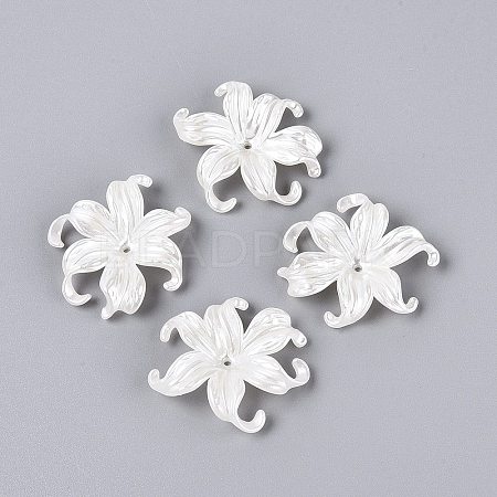ABS Plastic Imitation Pearl Bead Caps KY-Q004-05A-1