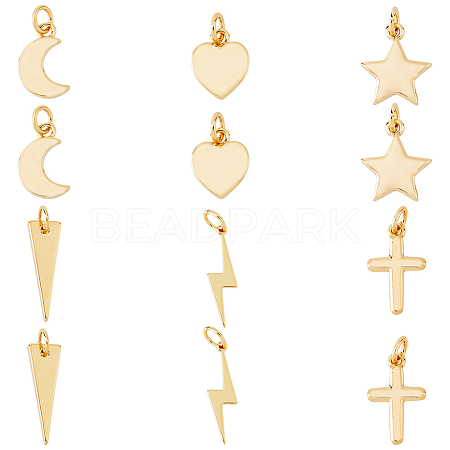 SUPERFINDINGS 12Pcs 6 Style Brass Pendants KK-FH0005-59-1