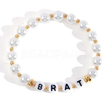 Minimalist ABS Imitatiom Pearl Round Beads Stretch Bracelets for Women EC7988-3-1