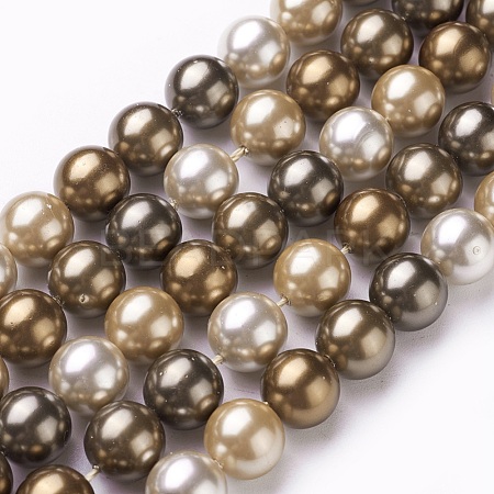 Electroplate Shell Pearl Beads Strands X-BSHE-O019-03F-1