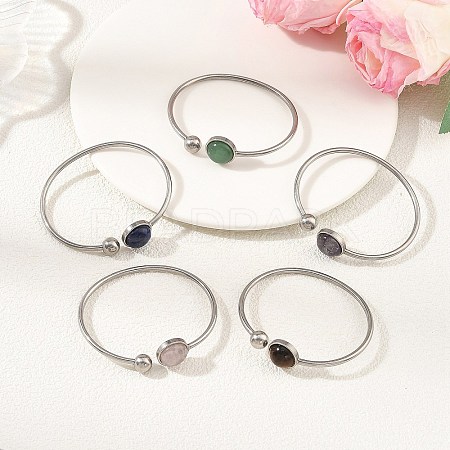 304 Stainless Steel Cuff Bangles for Women BJEW-JB14327-1