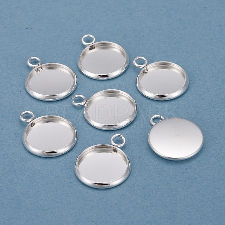 304 Stainless Steel Pendant Cabochon Settings STAS-F191-14S-C-1